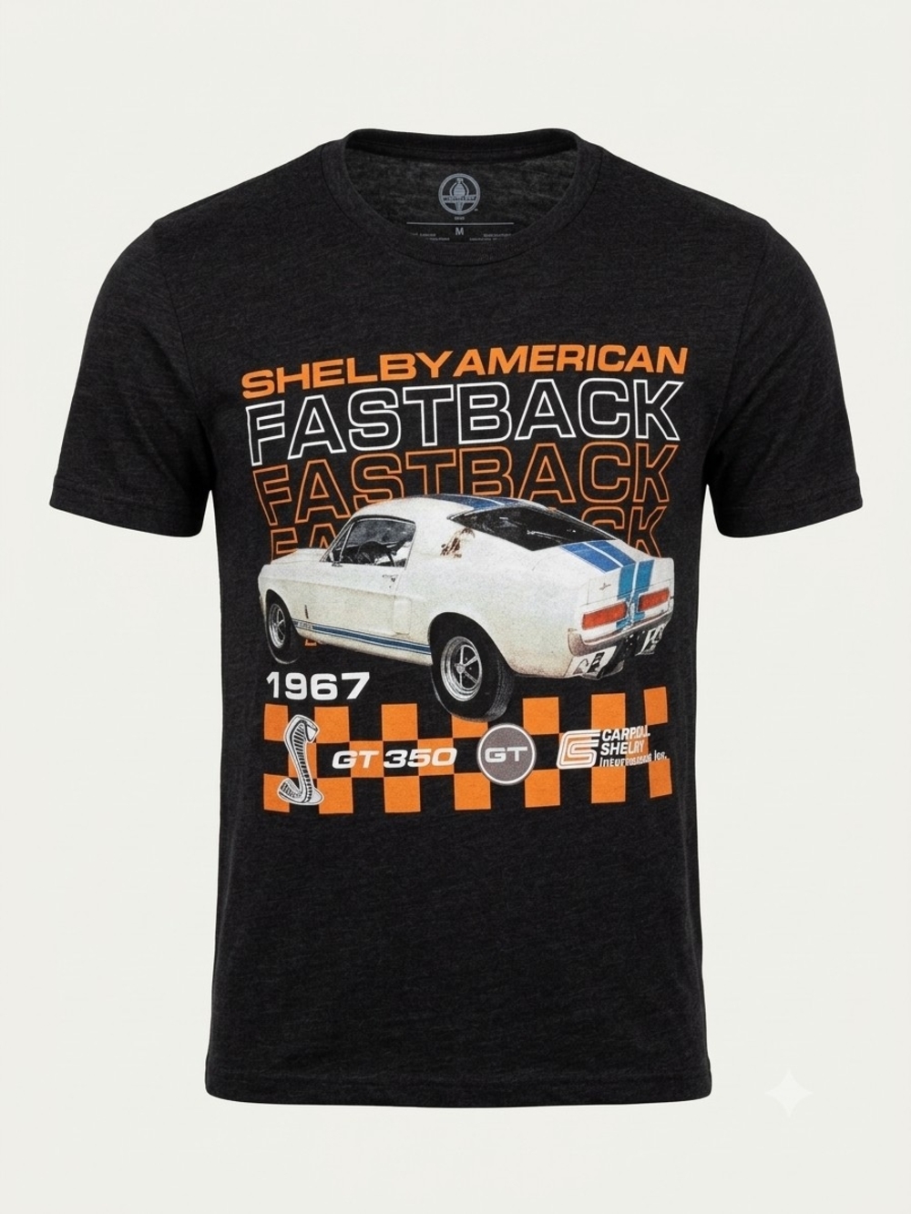 Selby Black Shelby American Fastback Graphic Tee with Orange Accents
